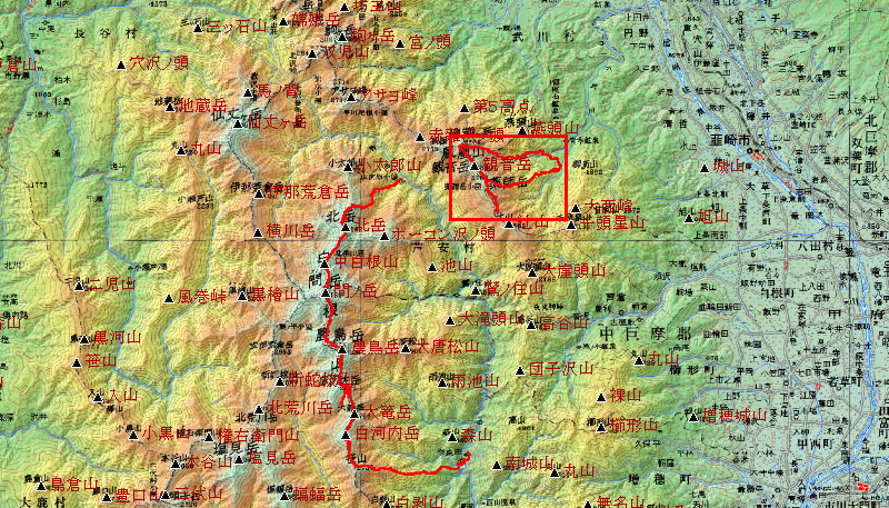 鳳凰三山 地蔵ヶ岳(2764m)、赤抜沢ノ頭(2750m)、観音ヶ岳(2840m